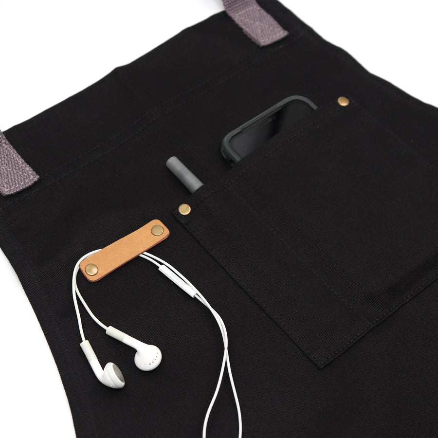 Heavy BBQ and Kitchen Apron, Heavy-Duty Black Apron With Pockets